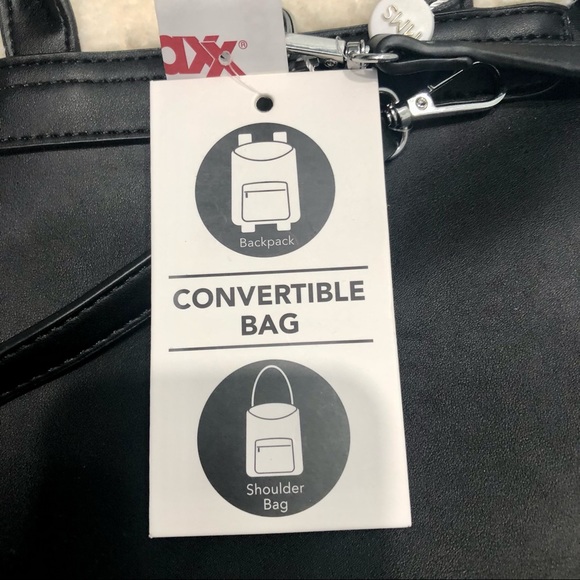 BLACK backpack convertible purse - Picture 3 of 6